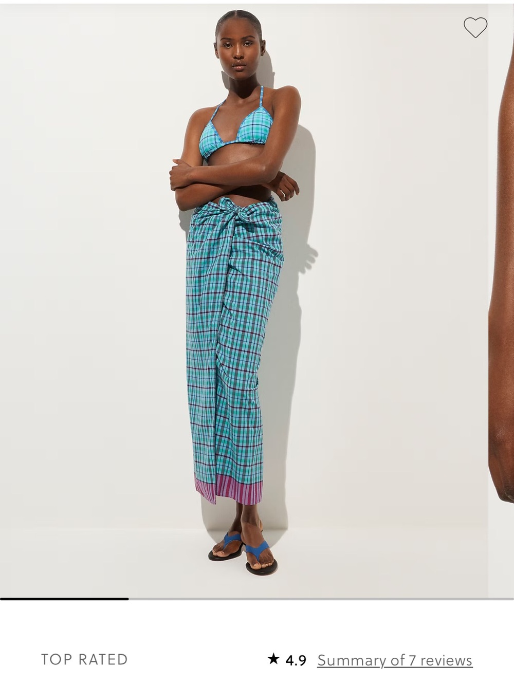 BNWT J. Crew Convertible Indian Madras Sarong in Sky Matcha